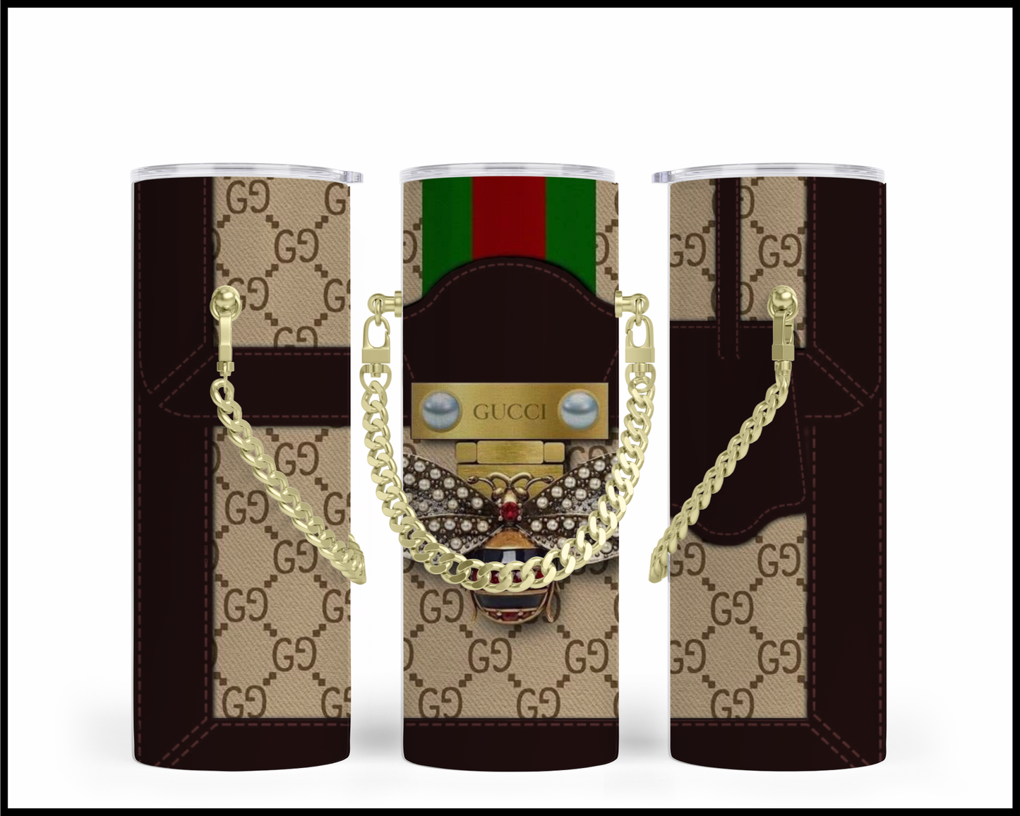 Designer Handbag Inspired Chain Tumbler (013)