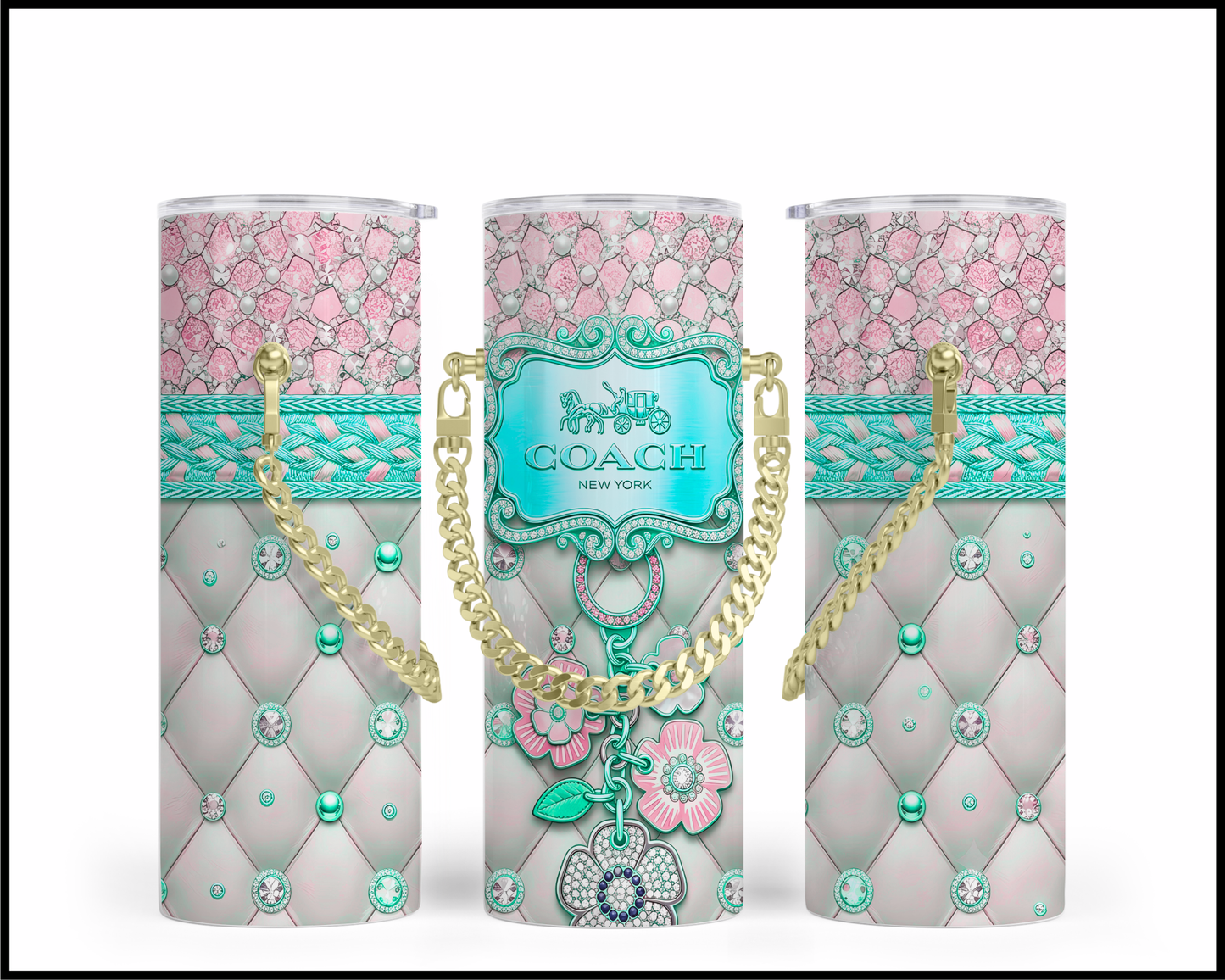 Designer Handbag Inspired Chain Tumbler (354)