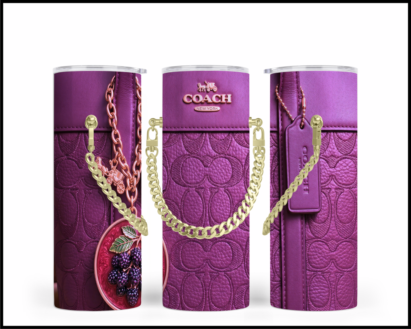 Designer Handbag Inspired Chain Tumbler (324)