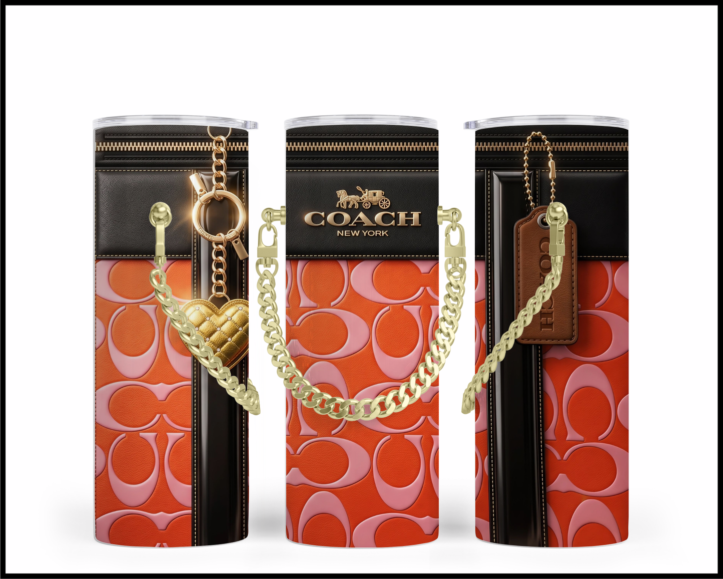 Designer Handbag Inspired Chain Tumbler (337)