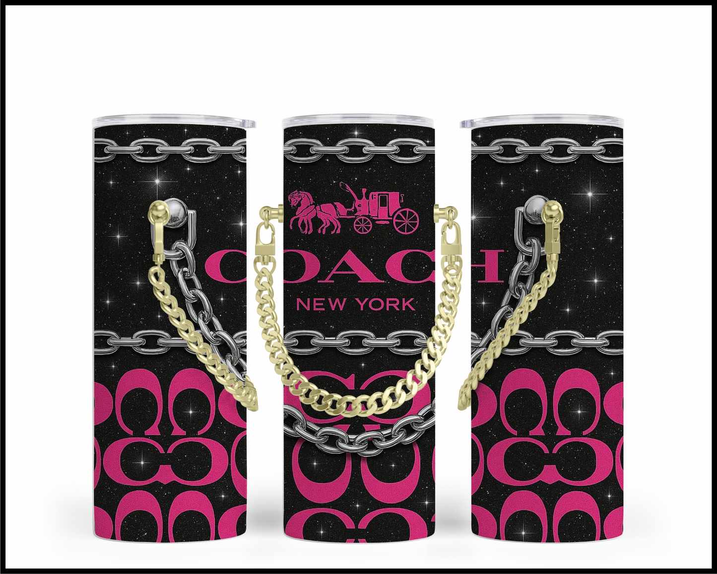 Designer Handbag Inspired Chain Tumbler (342)