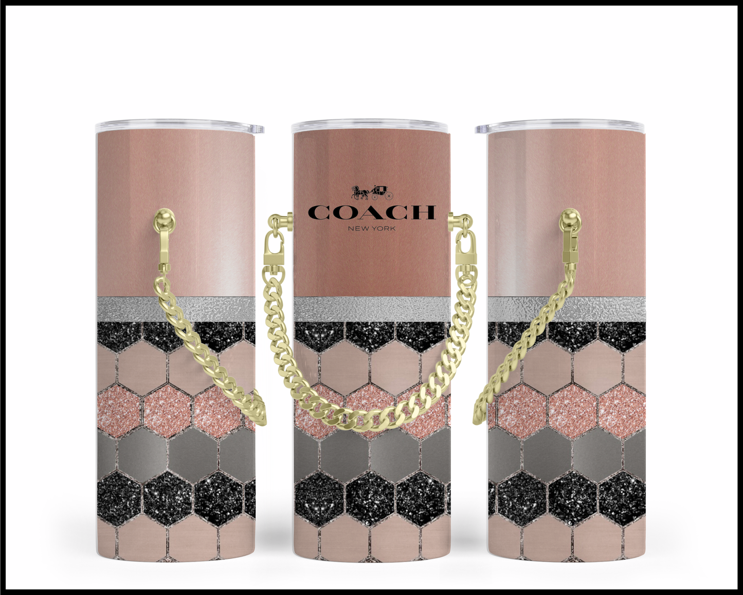 Designer Handbag Inspired Chain Tumbler (114)