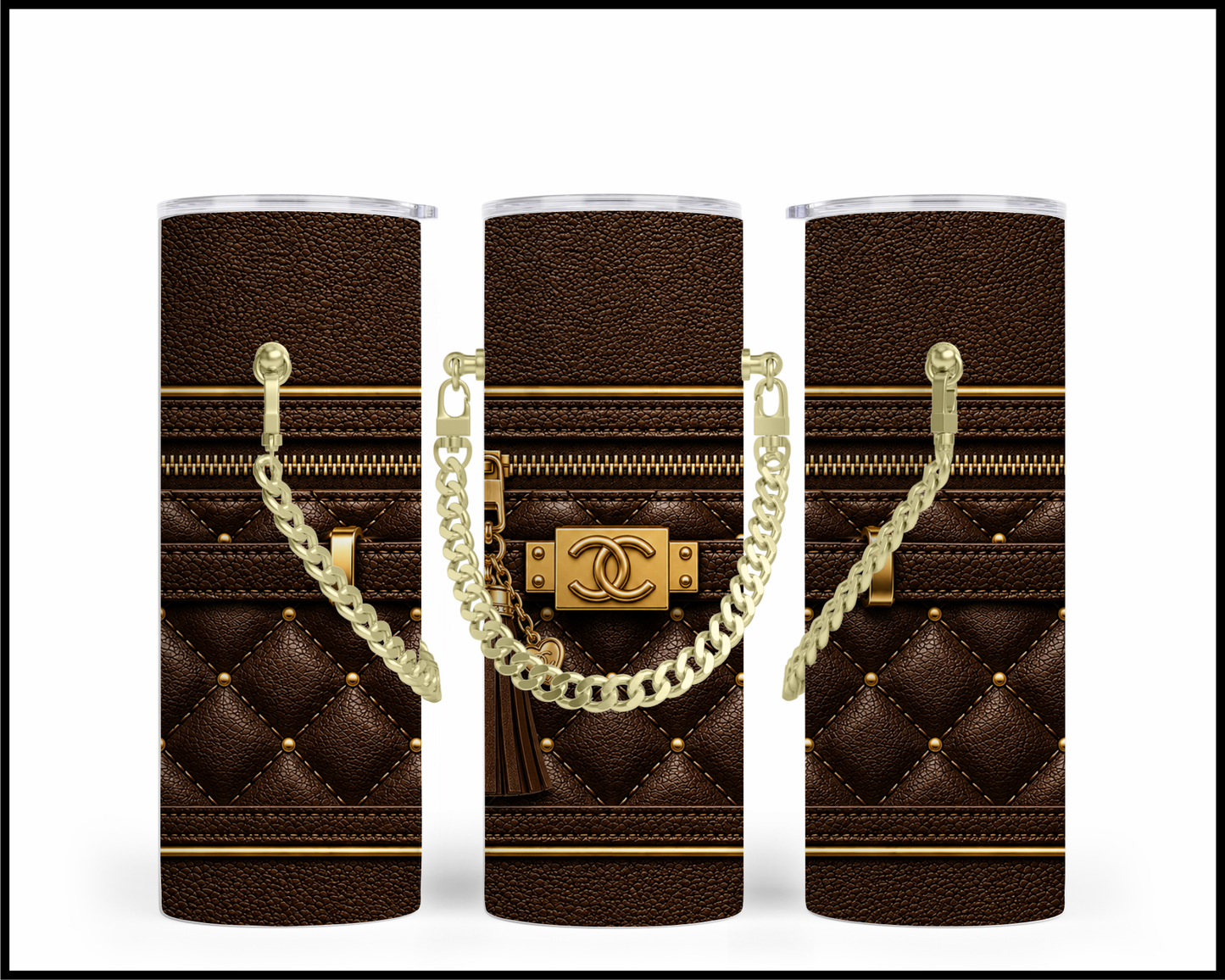 Designer Handbag Inspired Chain Tumbler (038)