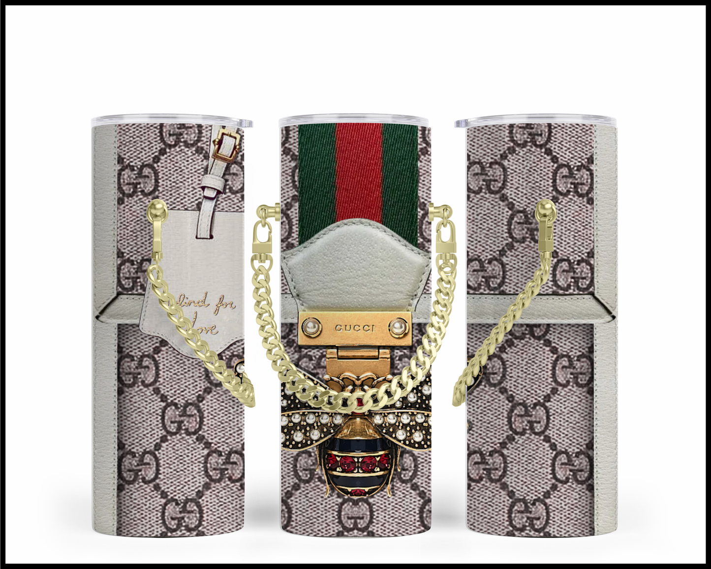 Designer Handbag Inspired Chain Tumbler (013)