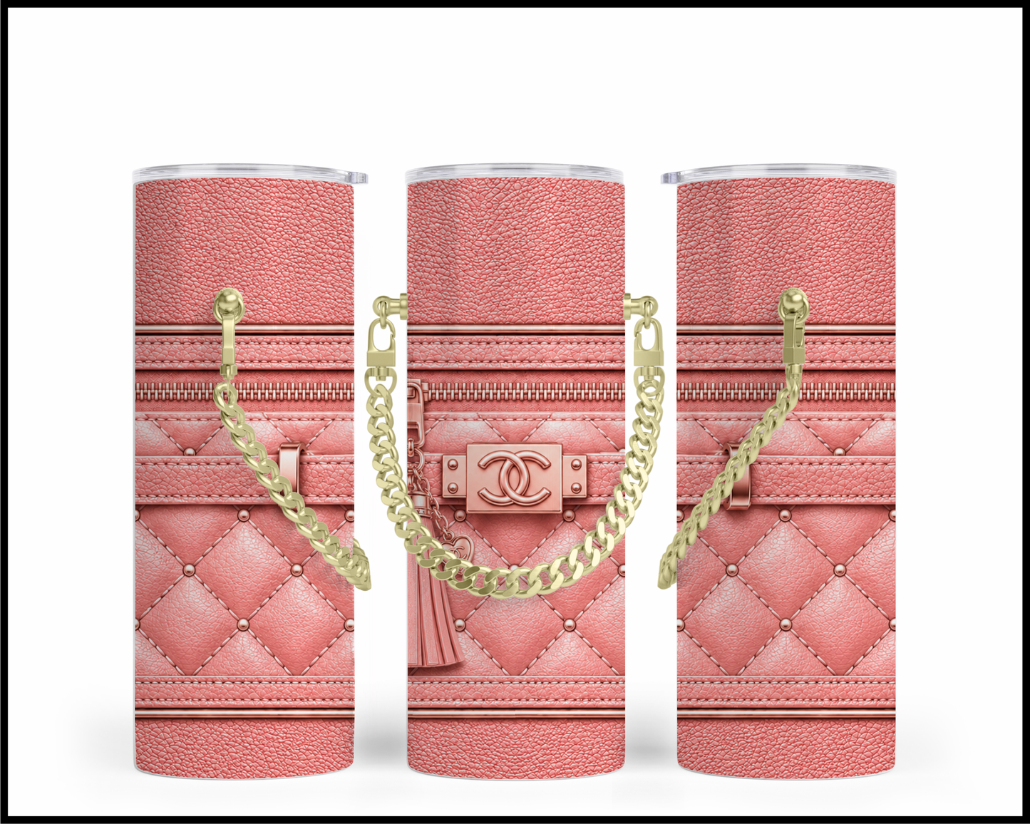 Designer Handbag Inspired Chain Tumbler (038)
