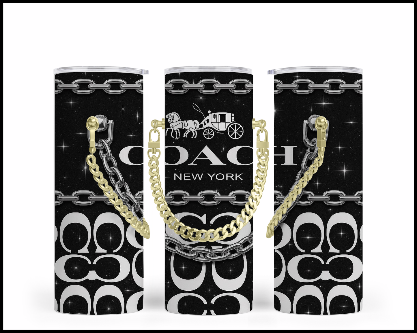 Designer Handbag Inspired Chain Tumbler (342)