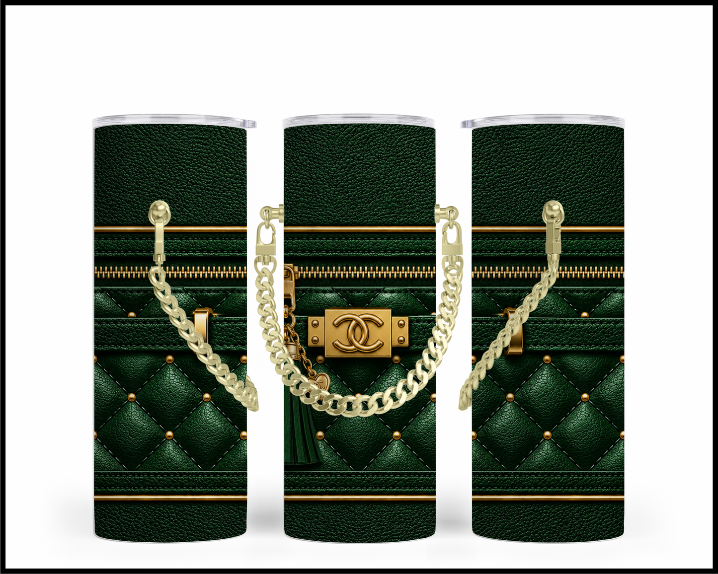 Designer Handbag Inspired Chain Tumbler (038)