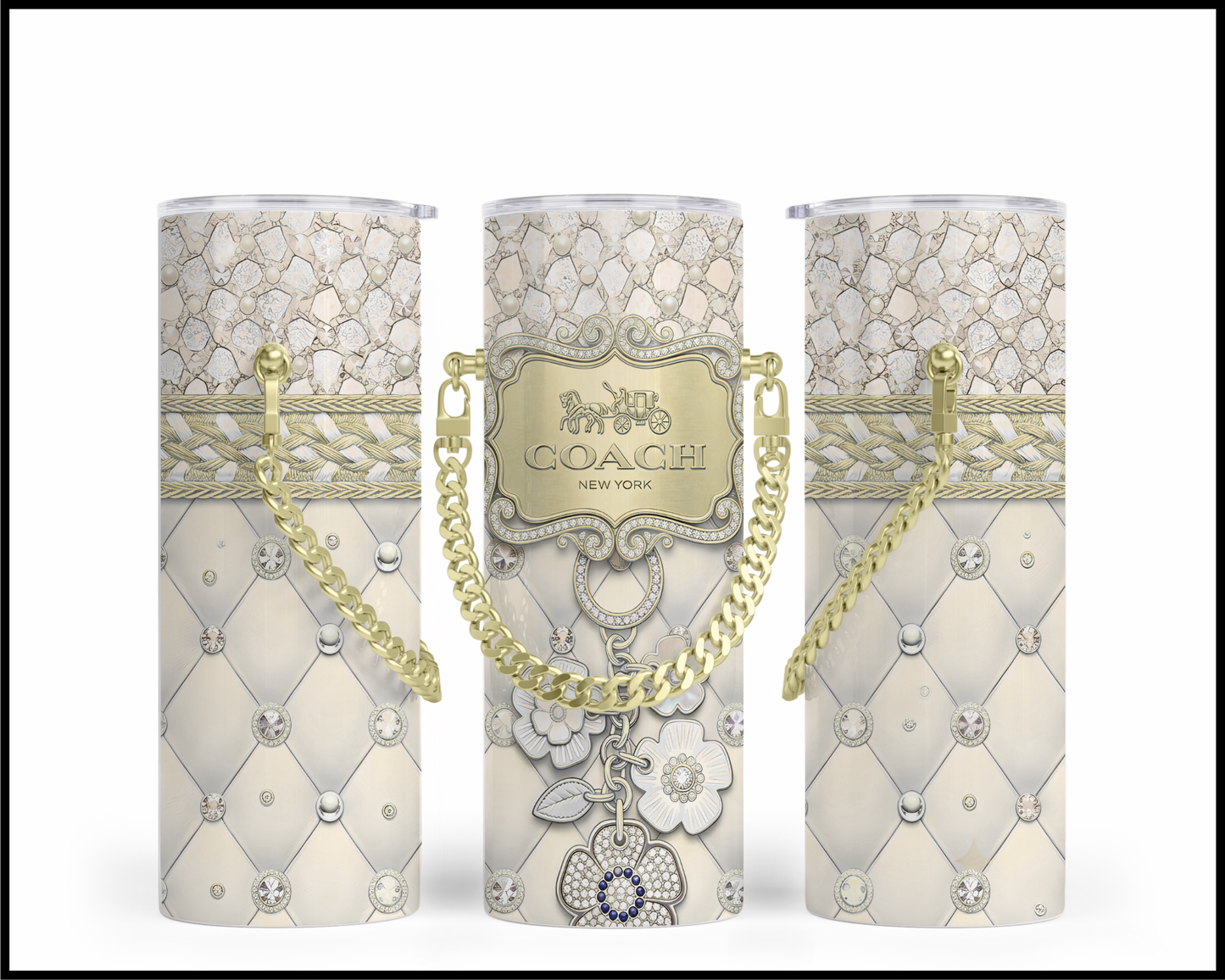 Designer Handbag Inspired Chain Tumbler (354)