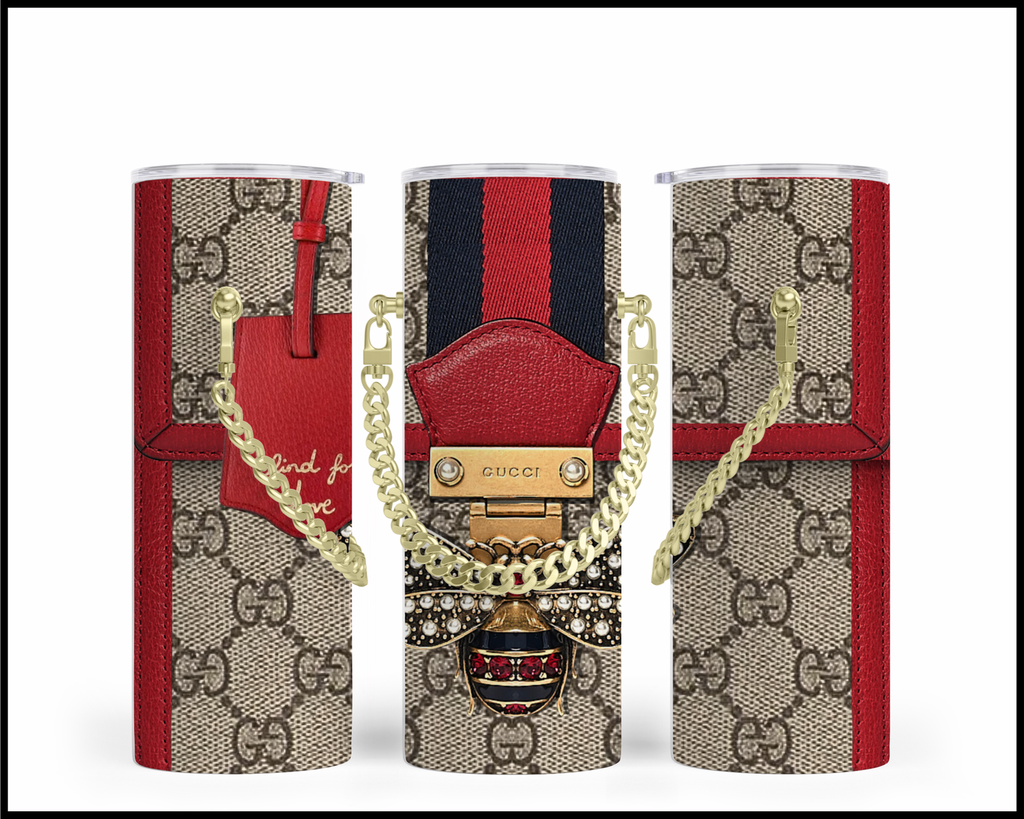 Designer Handbag Inspired Chain Tumbler (013)