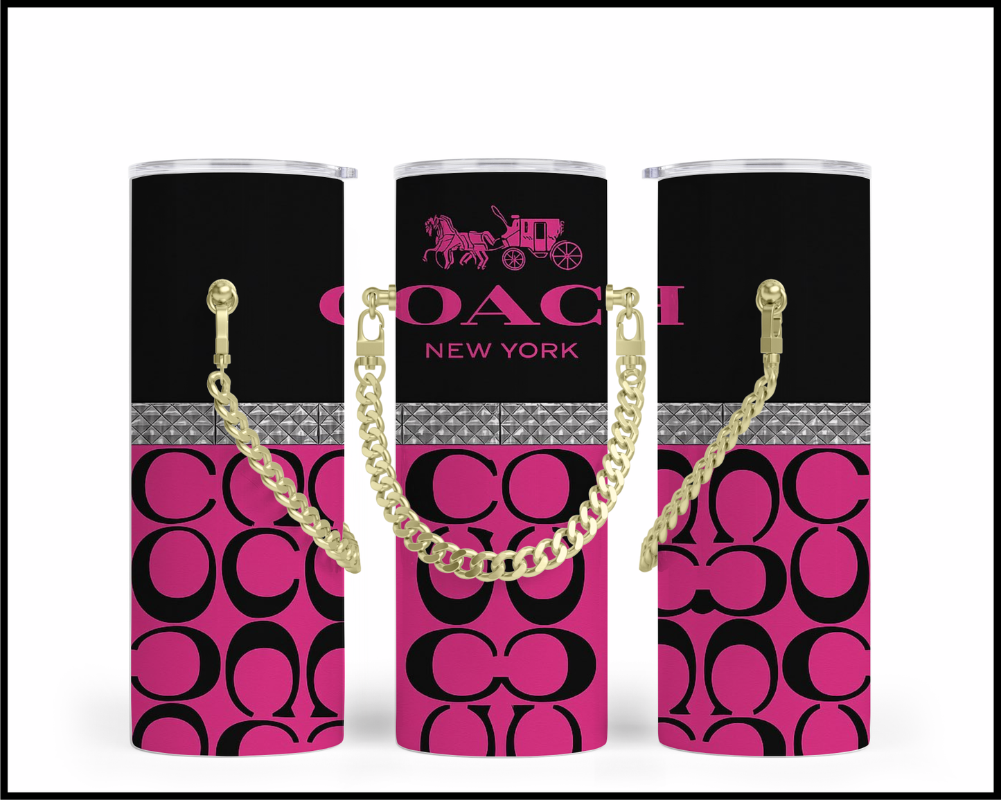 Designer Handbag Inspired Chain Tumbler (343)