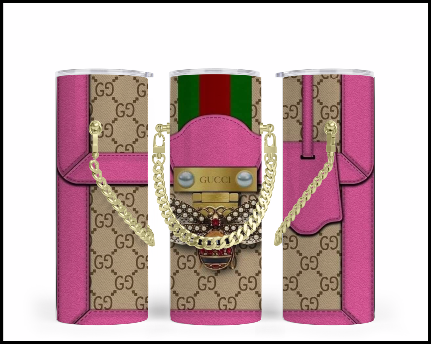 Designer Handbag Inspired Chain Tumbler (013)