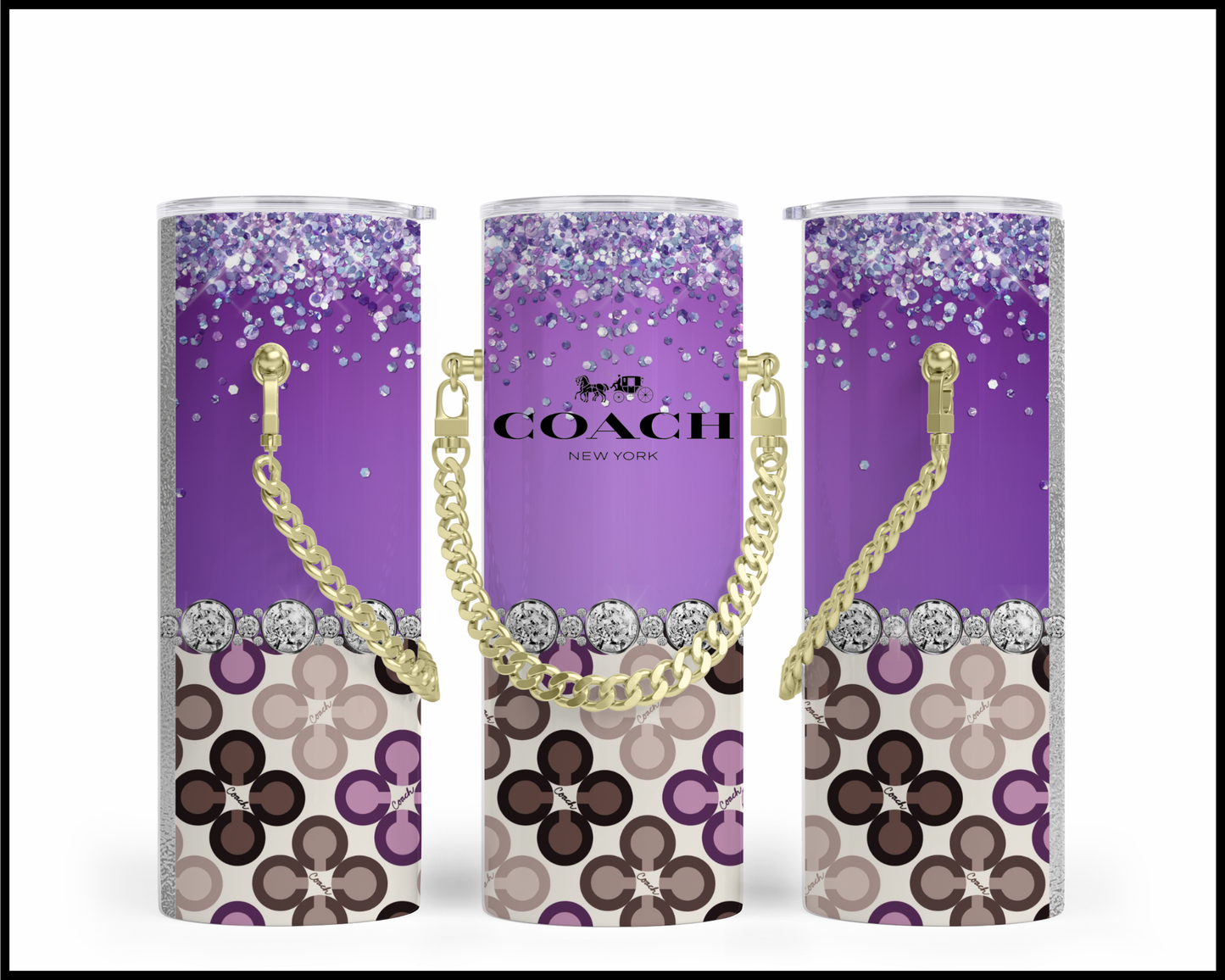 Designer Handbag Inspired Chain Tumbler (118)