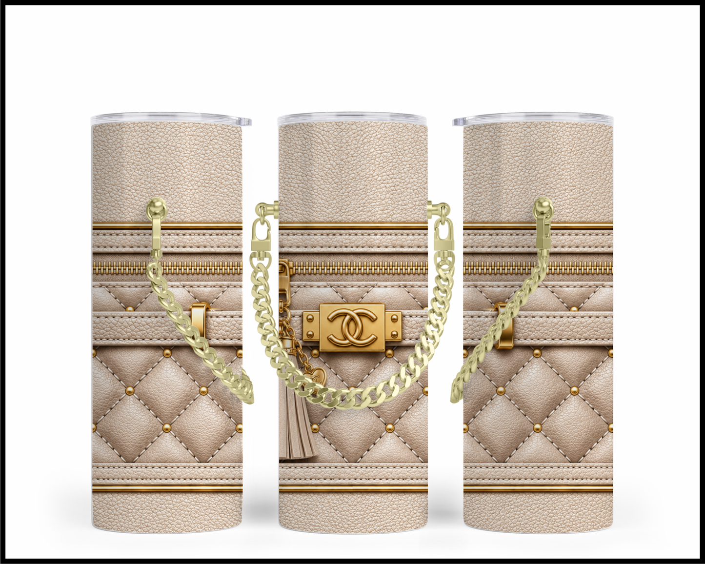 Designer Handbag Inspired Chain Tumbler (038)
