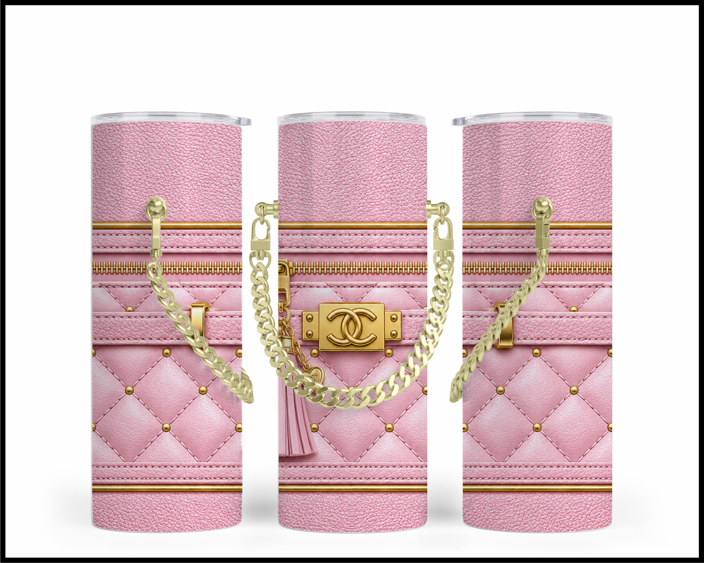 Designer Handbag Inspired Chain Tumbler (038)