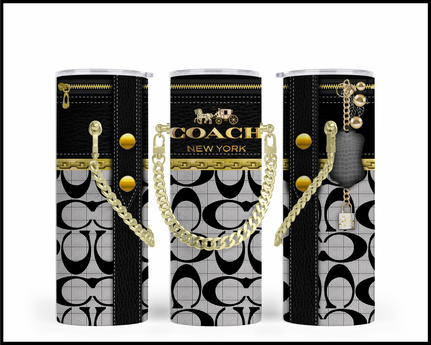 Designer Handbag Inspired Chain Tumbler (222)