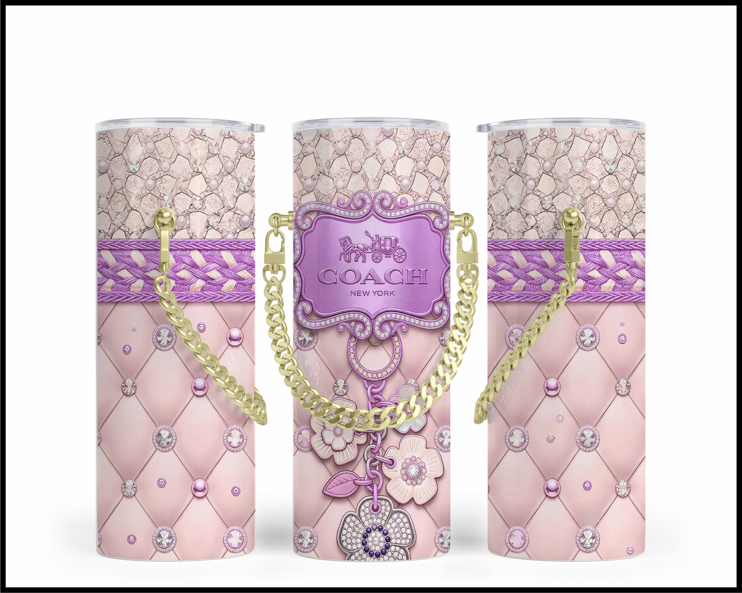 Designer Handbag Inspired Chain Tumbler (354)