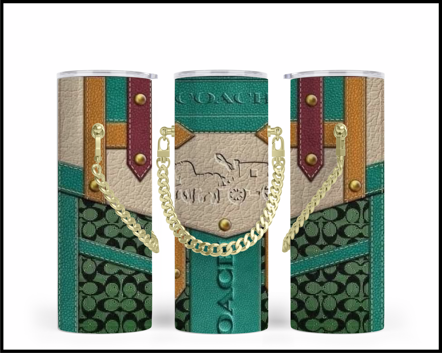 Designer Handbag Inspired Chain Tumbler (348)