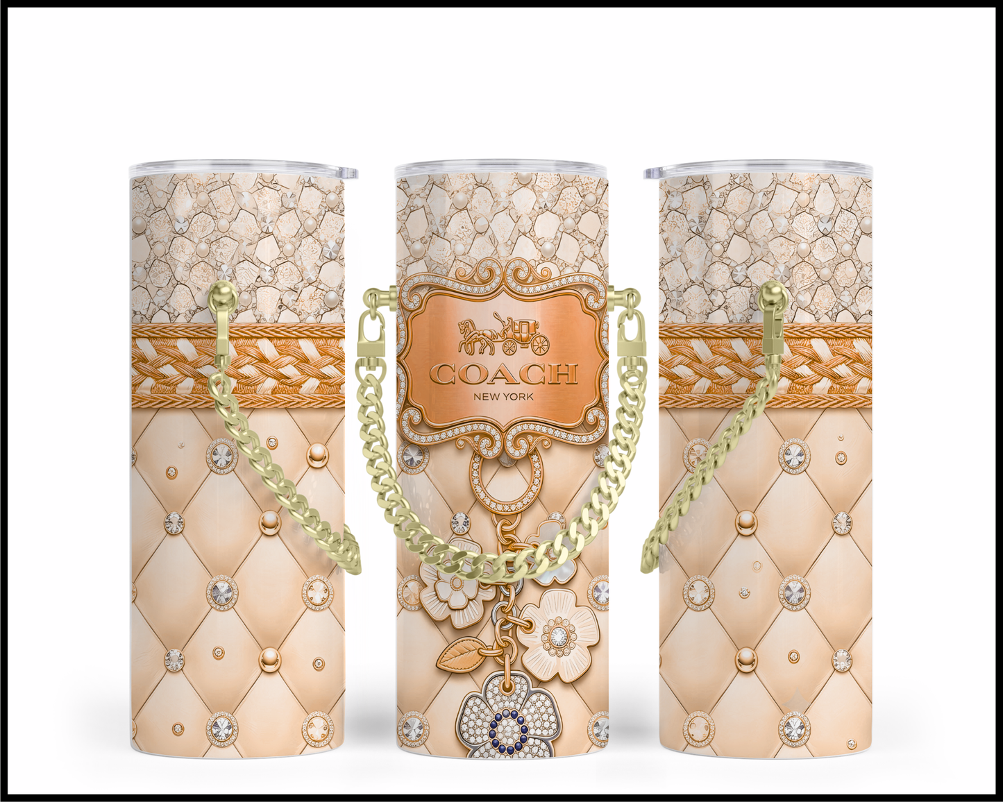 Designer Handbag Inspired Chain Tumbler (354)