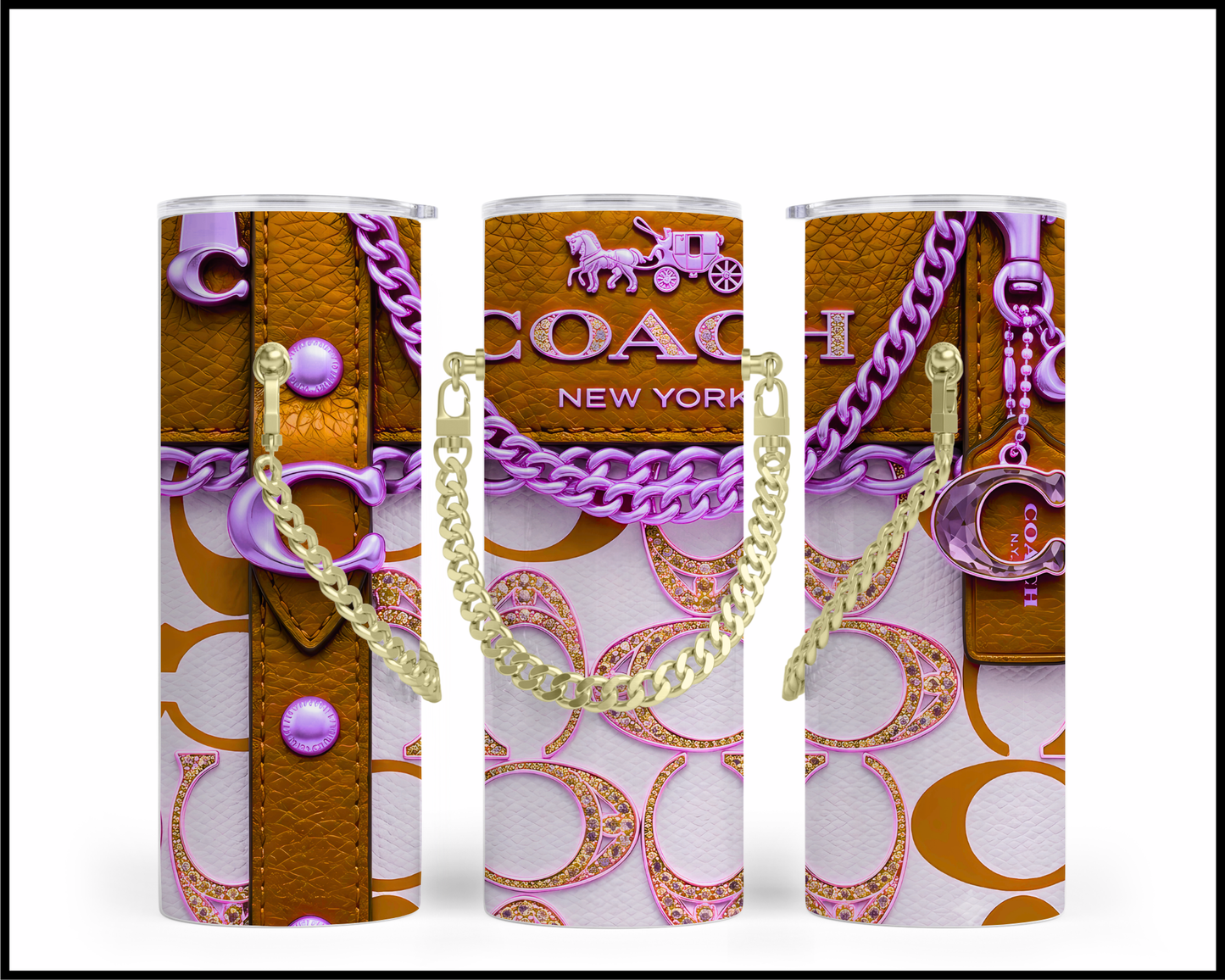 Designer Handbag Inspired Chain Tumbler (353)
