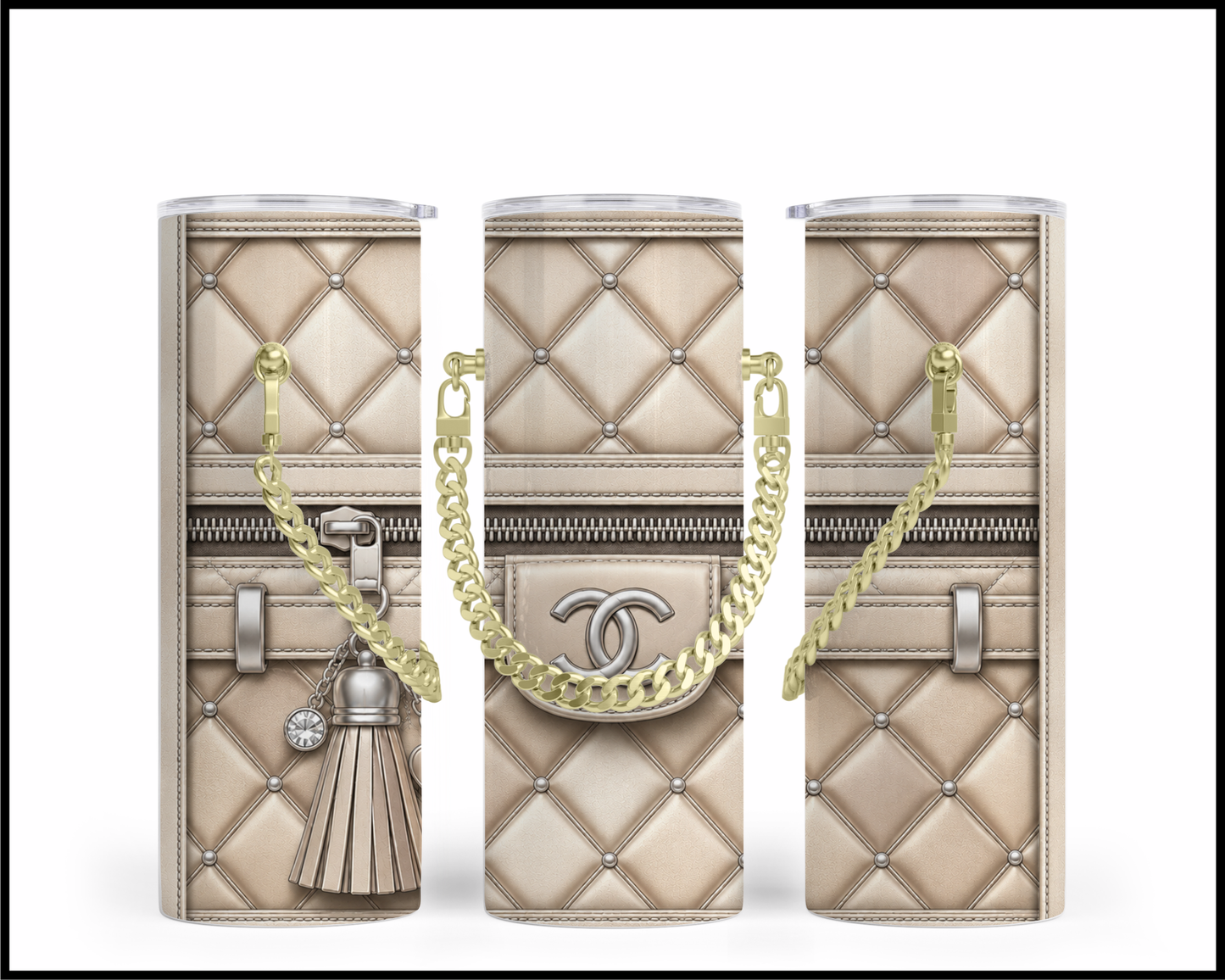 Designer Handbag Inspired Chain Tumbler (037)