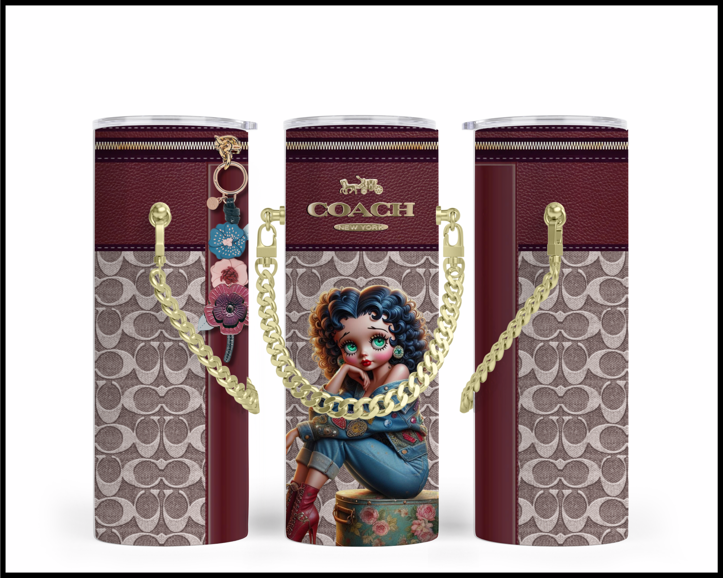 Designer Handbag Inspired Chain Tumbler (103)