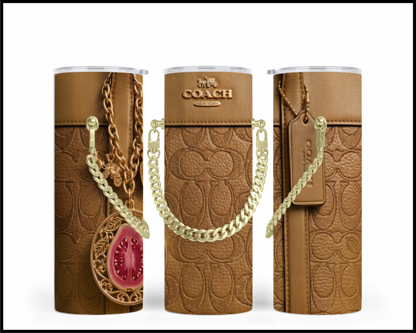 Designer Handbag Inspired Chain Tumbler (324)
