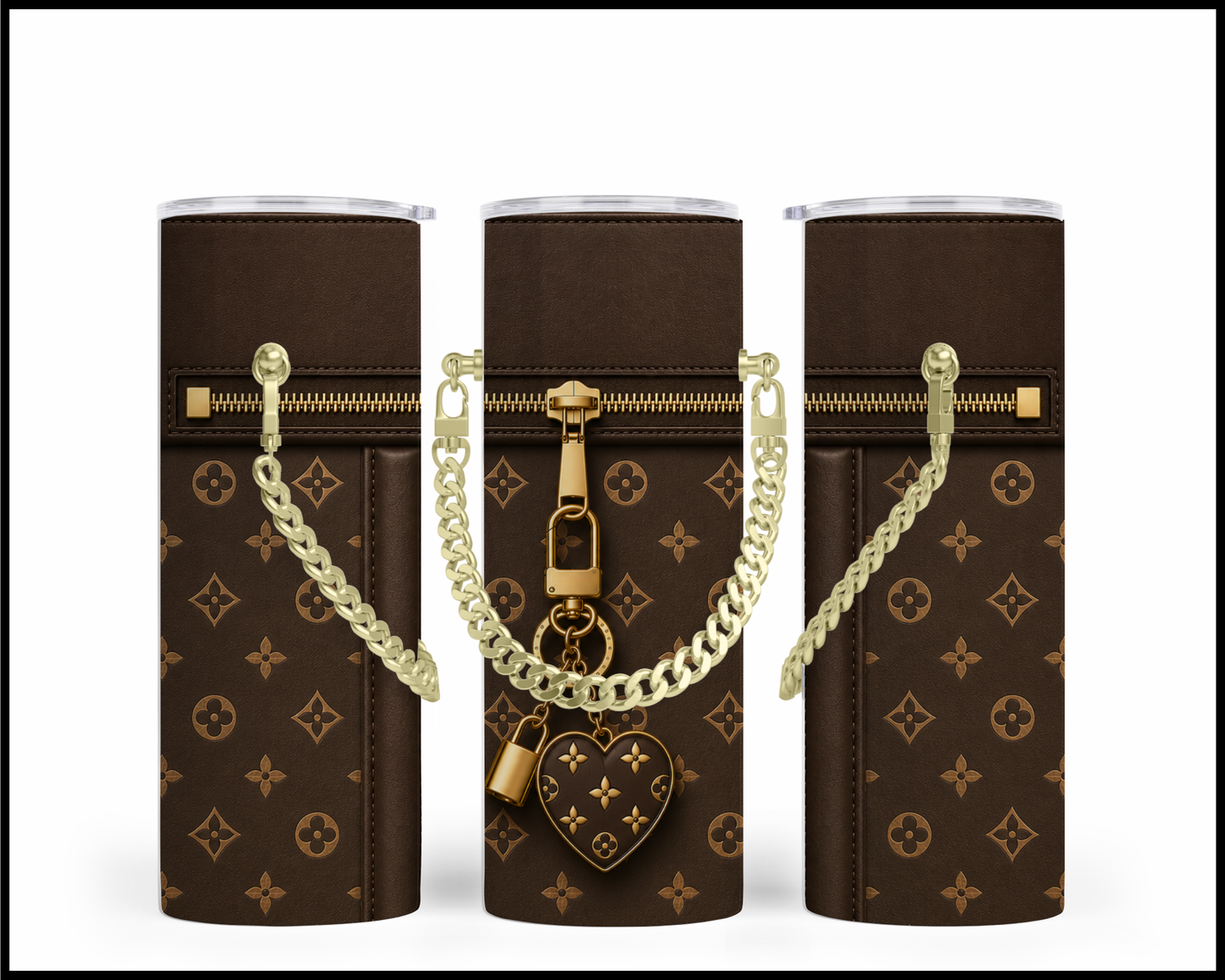 Designer Handbag Inspired Chain Tumbler (073)