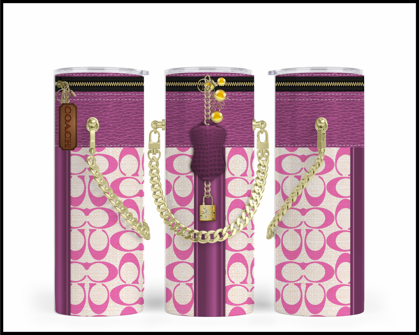 Designer Handbag Inspired Chain Tumbler (221)