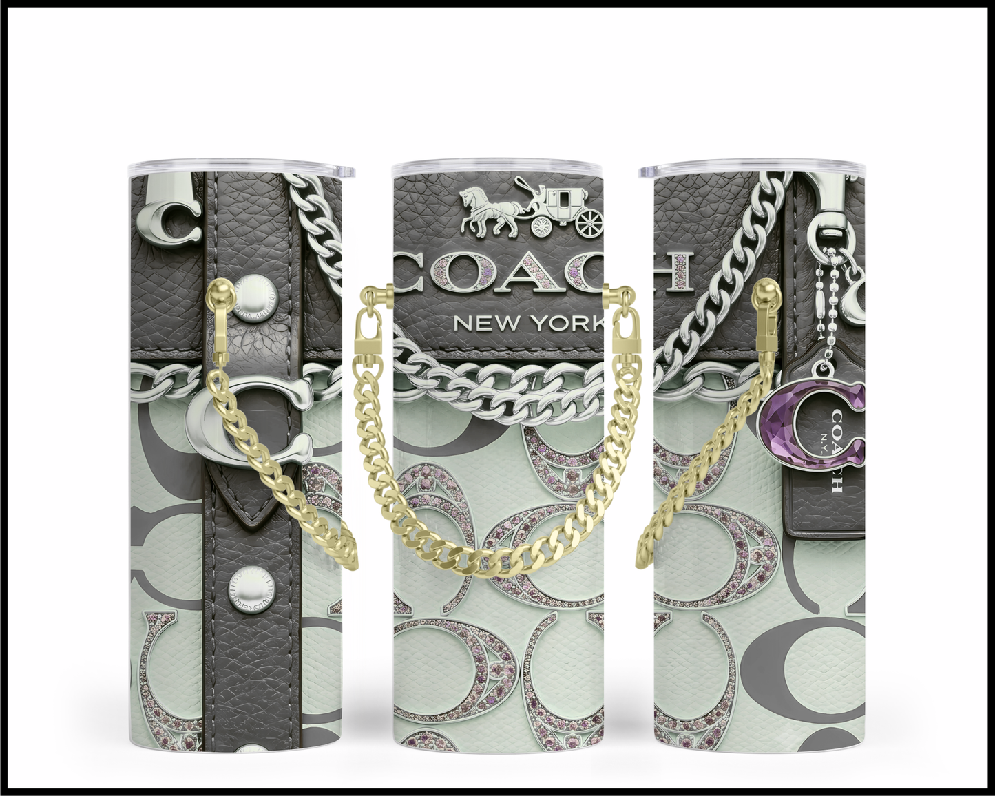 Designer Handbag Inspired Chain Tumbler (353)