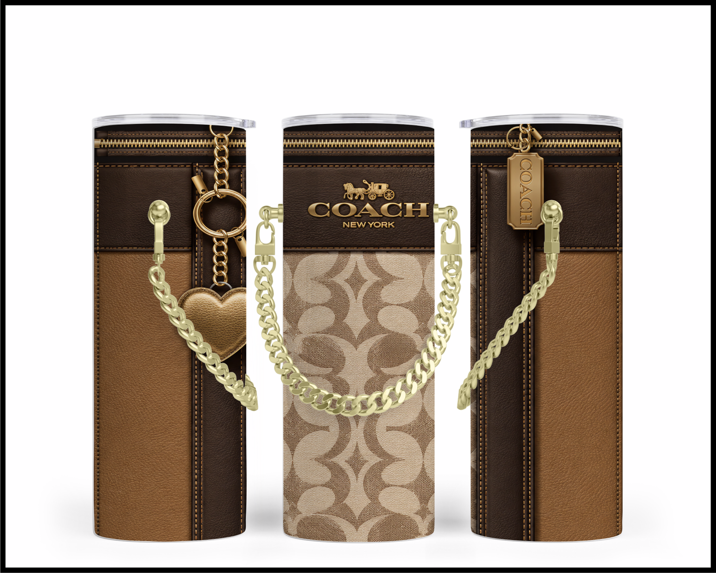 Designer Handbag Inspired Chain Tumbler (356)