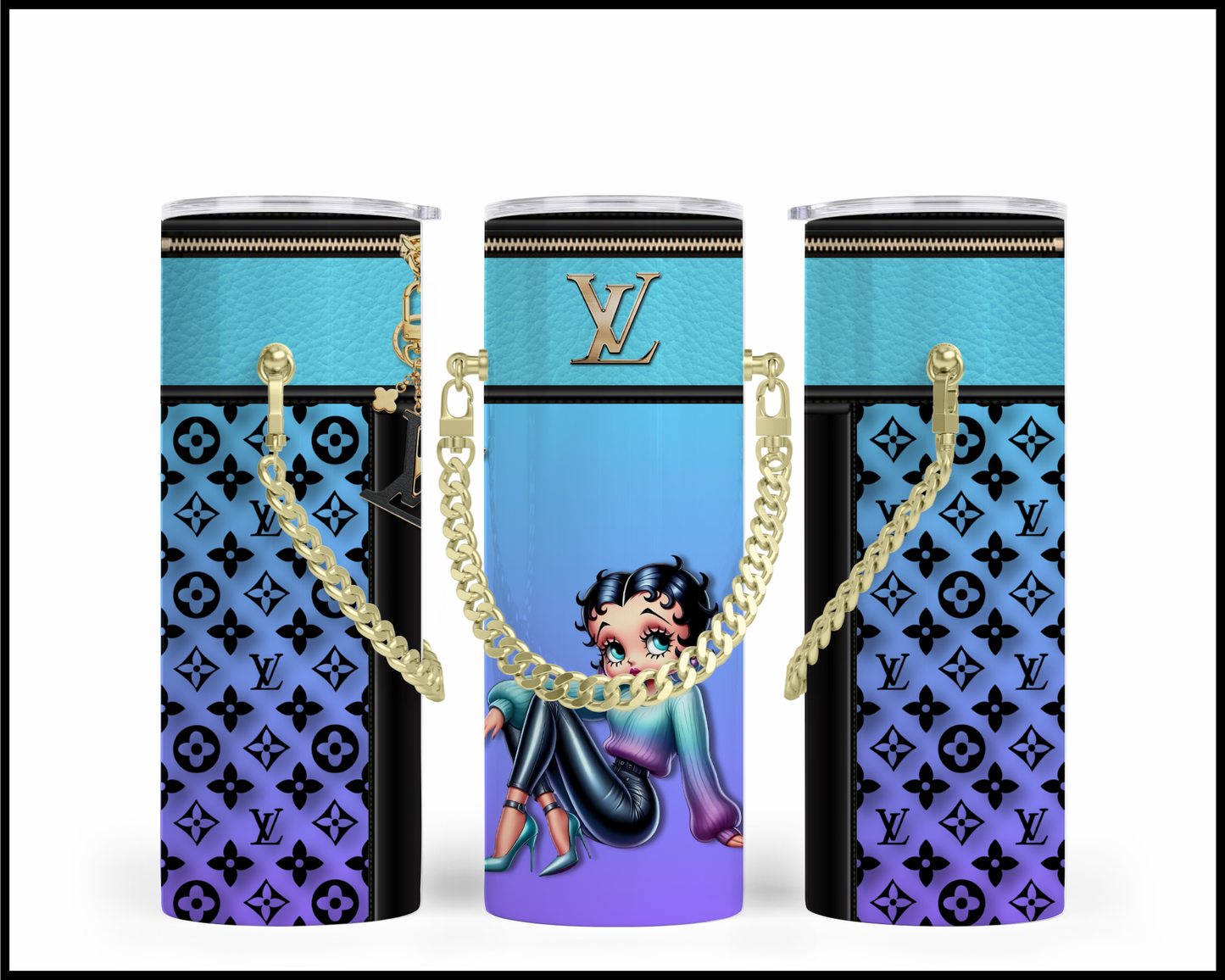 Designer Handbag Inspired Chain Tumbler (043)