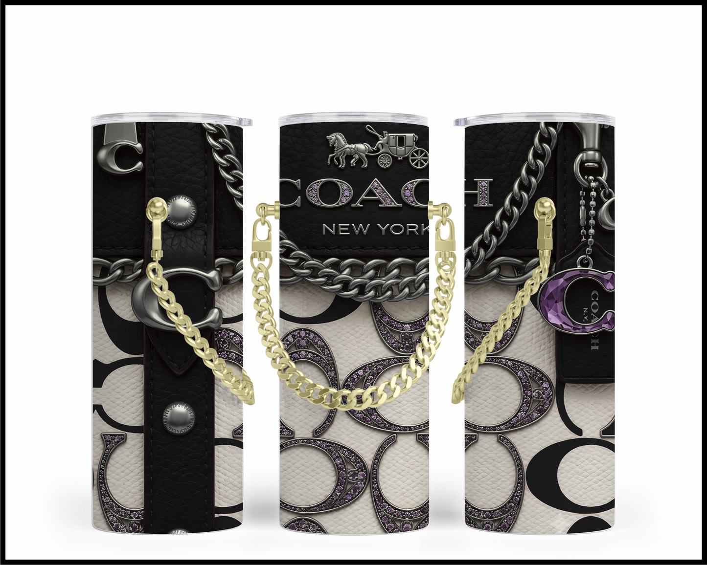 Designer Handbag Inspired Chain Tumbler (353)