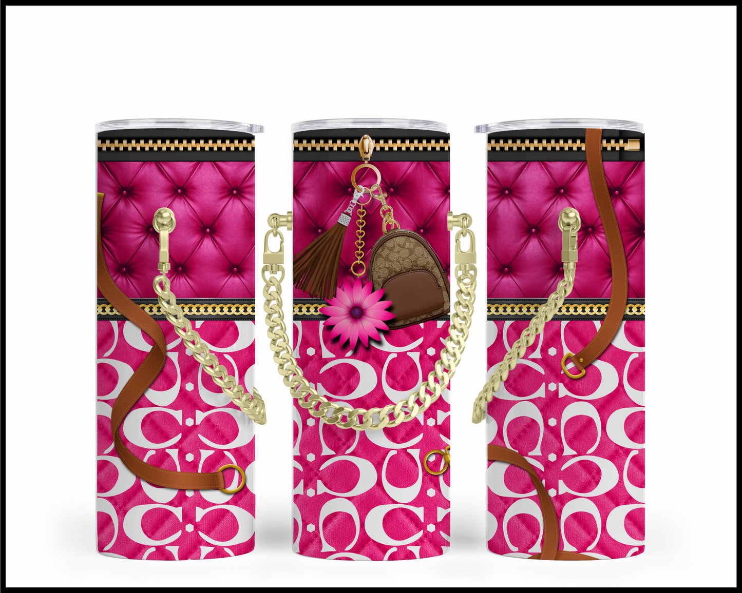 Designer Handbag Inspired Chain Tumbler (019)