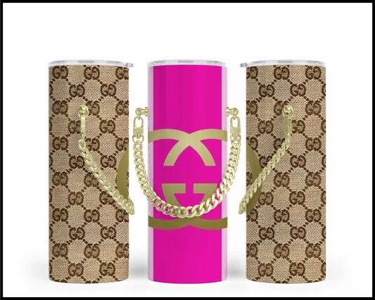 Designer Handbag Inspired Chain Tumbler (052)