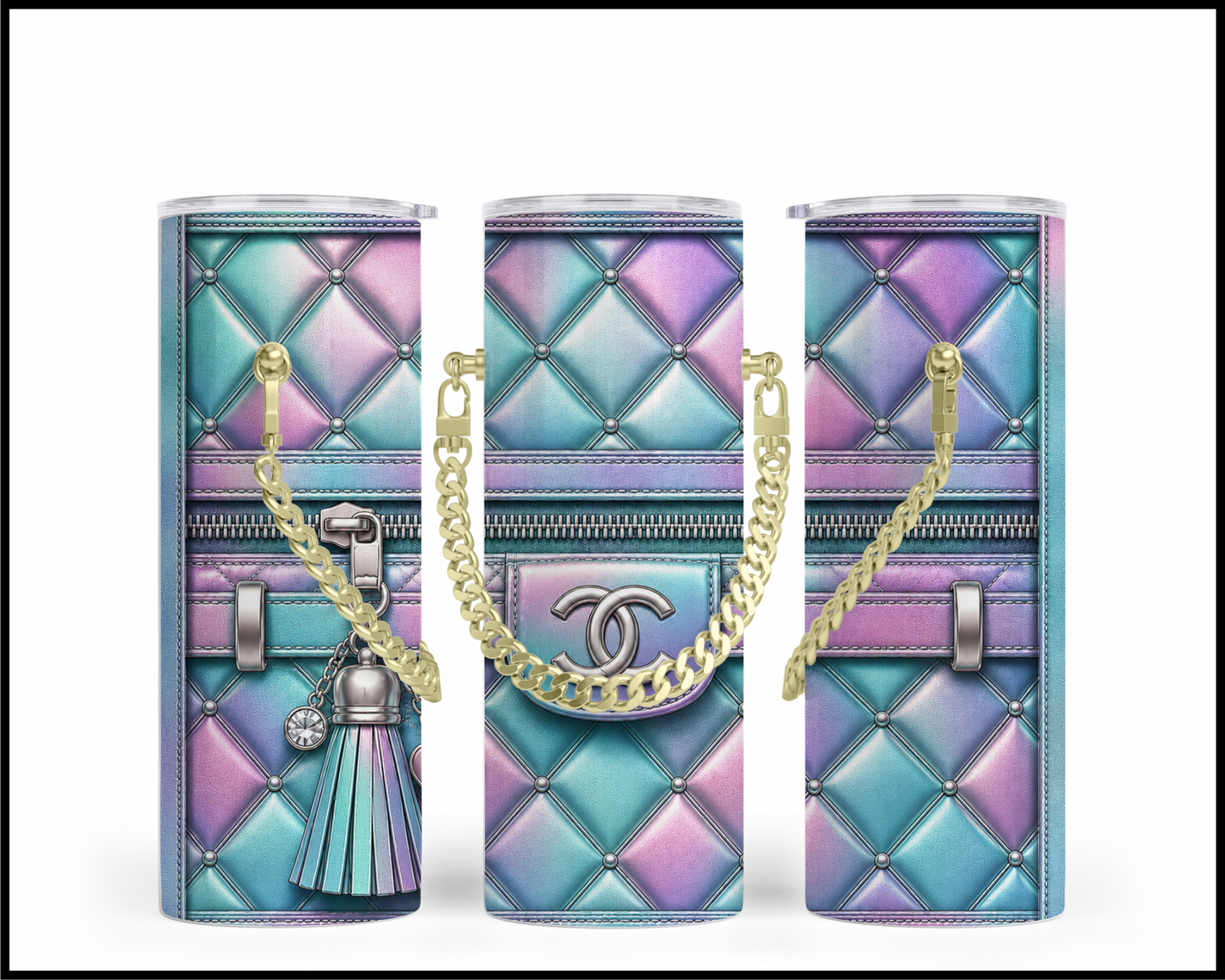 Designer Handbag Inspired Chain Tumbler (037)