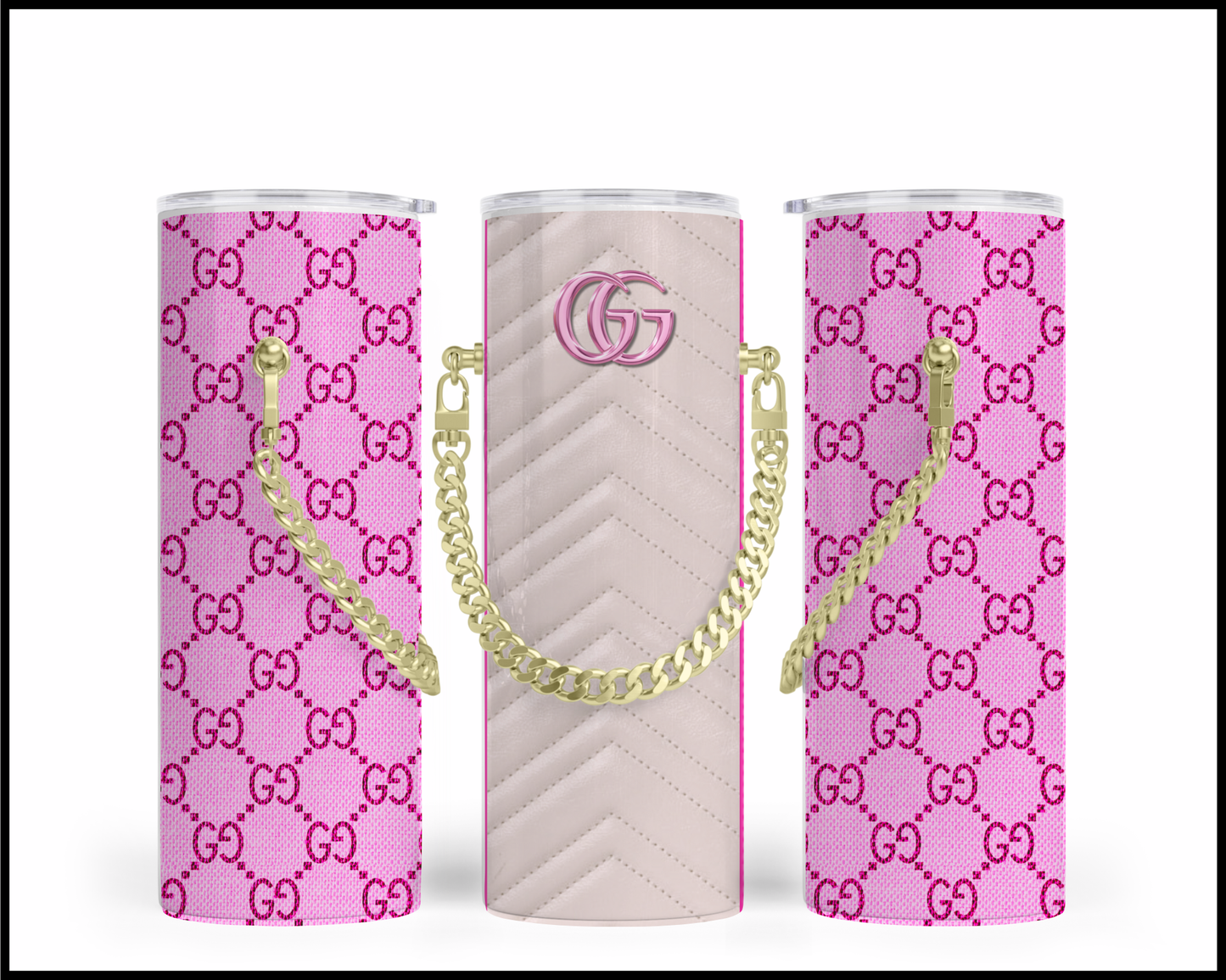 Designer Handbag Inspired Chain Tumbler (001)