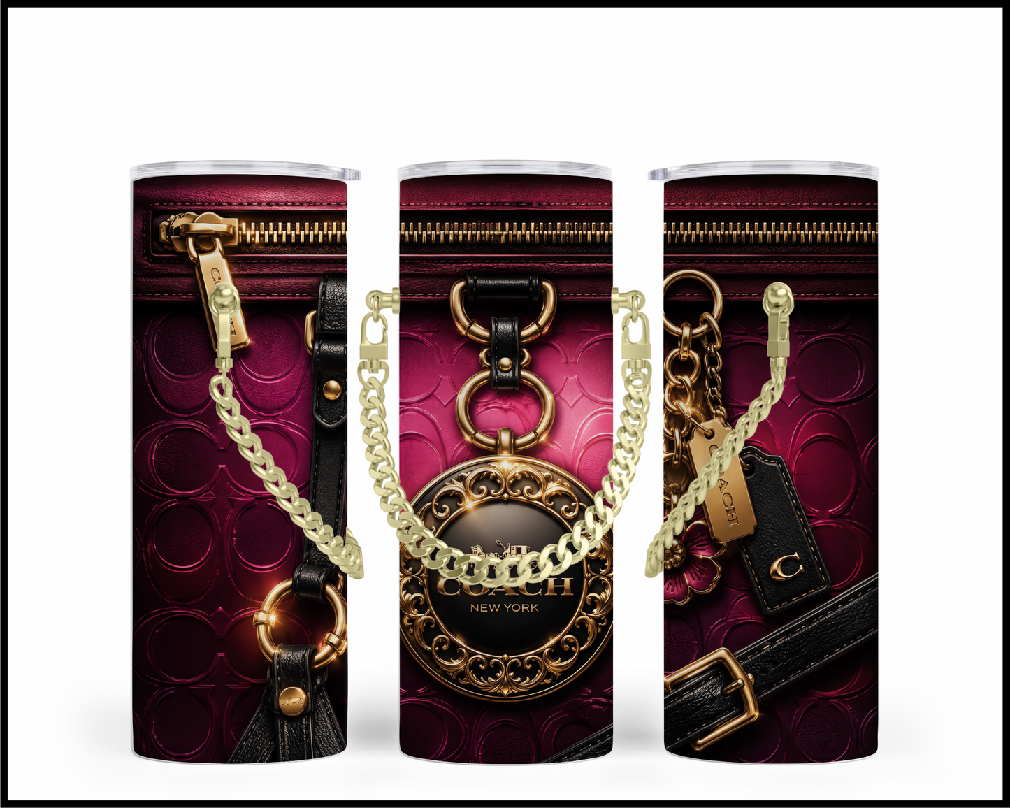Designer Handbag Inspired Chain Tumbler (357)