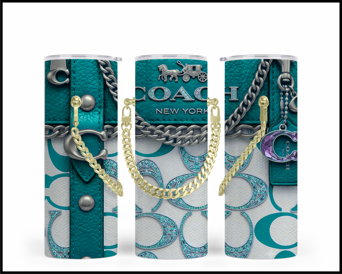 Designer Handbag Inspired Chain Tumbler (353)