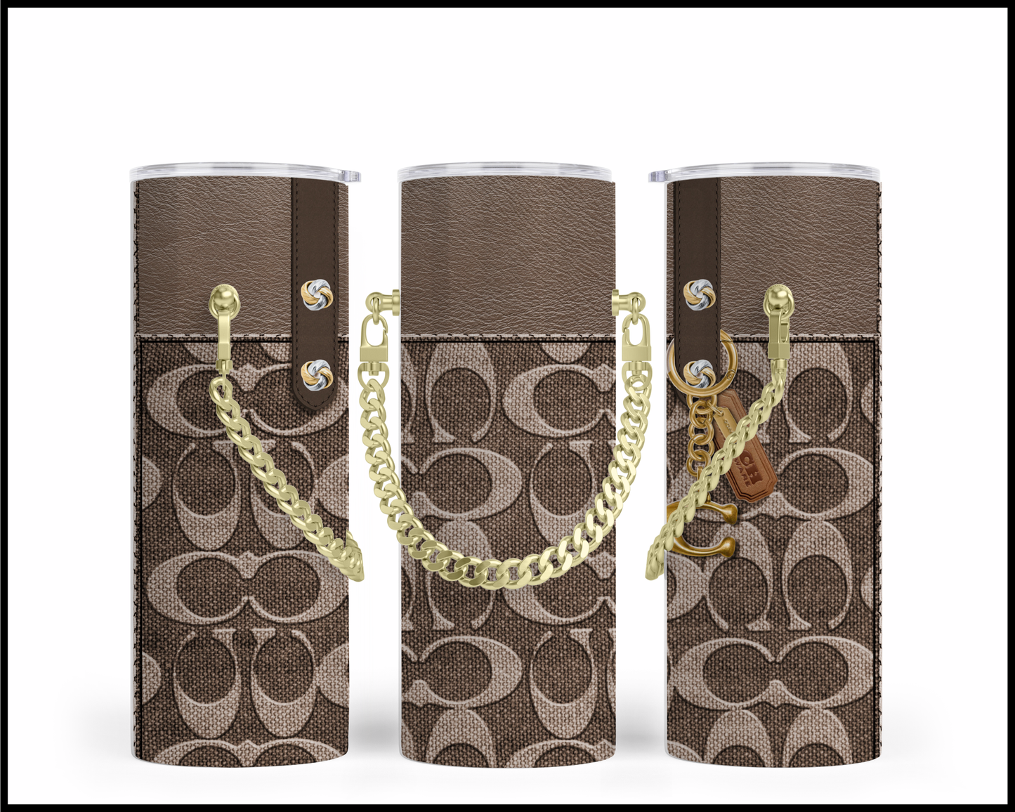 Designer Handbag Inspired Chain Tumbler (016)