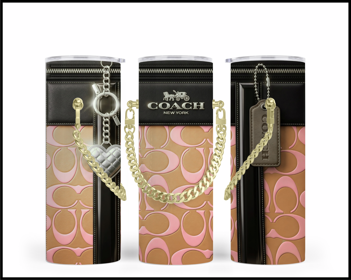 Designer Handbag Inspired Chain Tumbler (337)