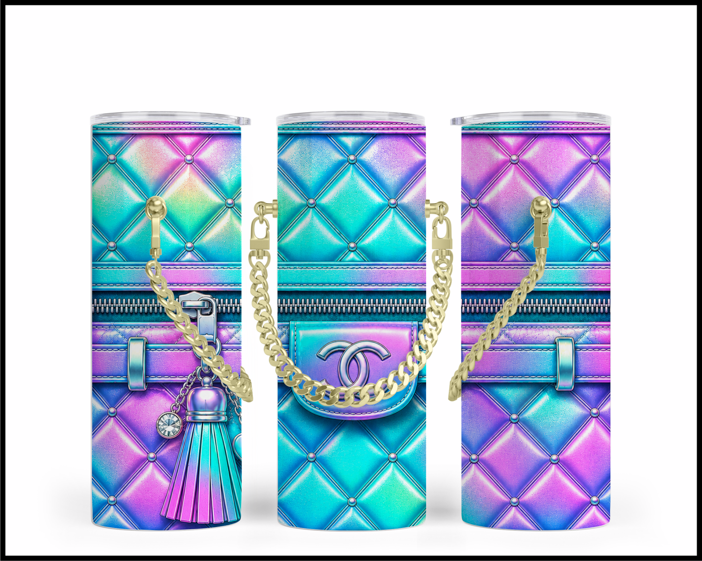 Designer Handbag Inspired Chain Tumbler (037)