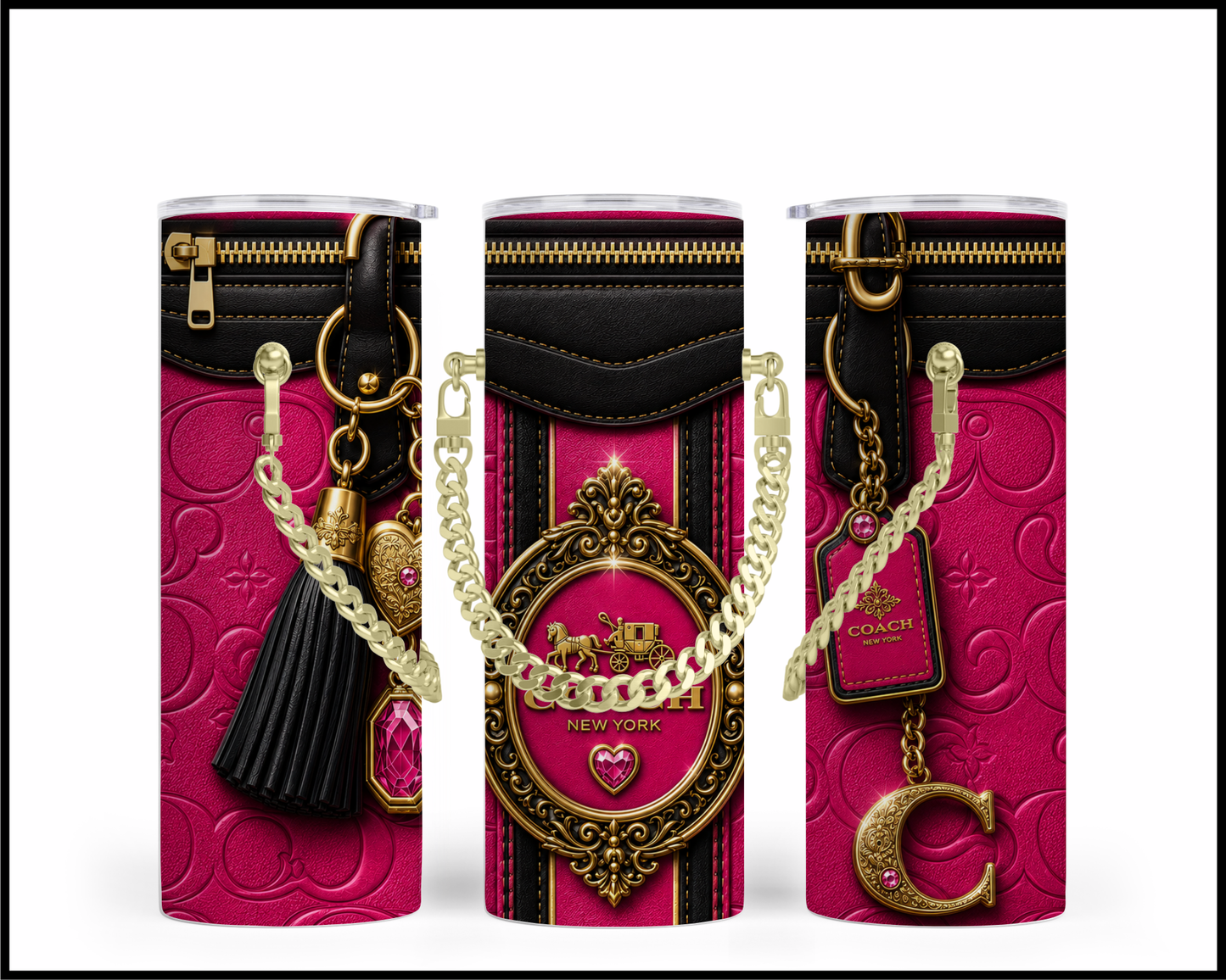 Designer Handbag Inspired Chain Tumbler (358)