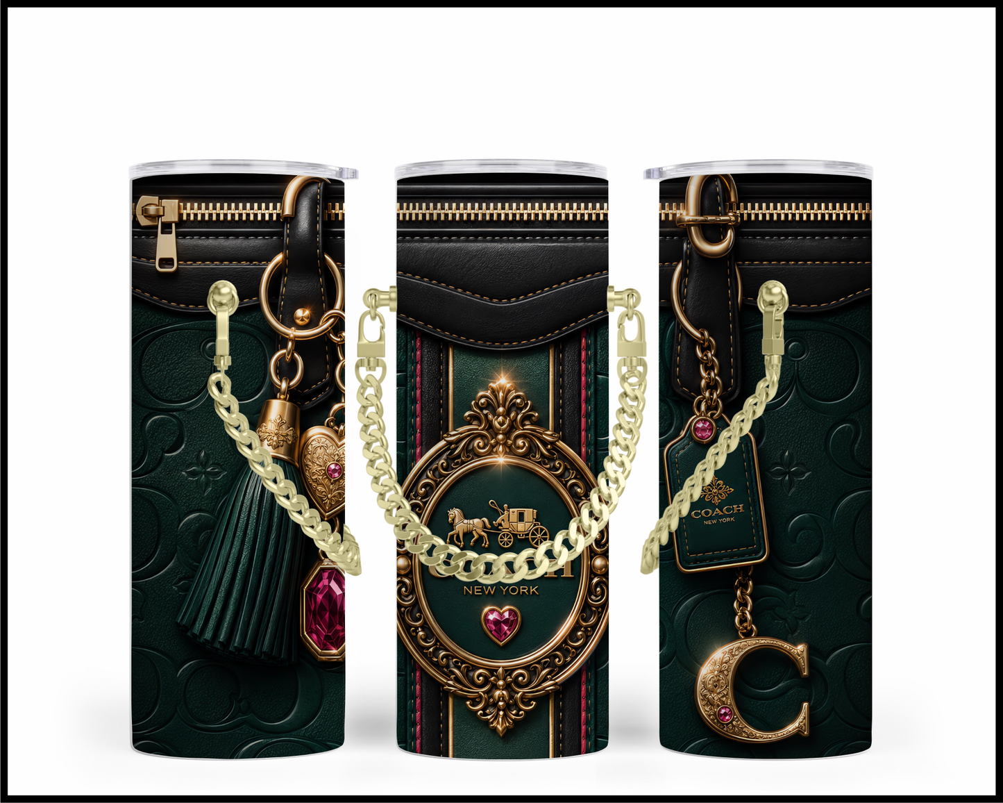Designer Handbag Inspired Chain Tumbler (358)