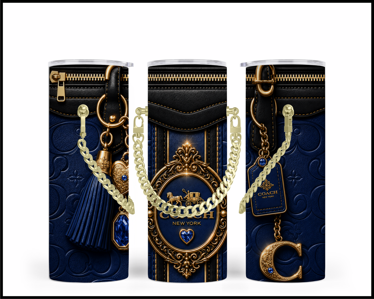 Designer Handbag Inspired Chain Tumbler (358)