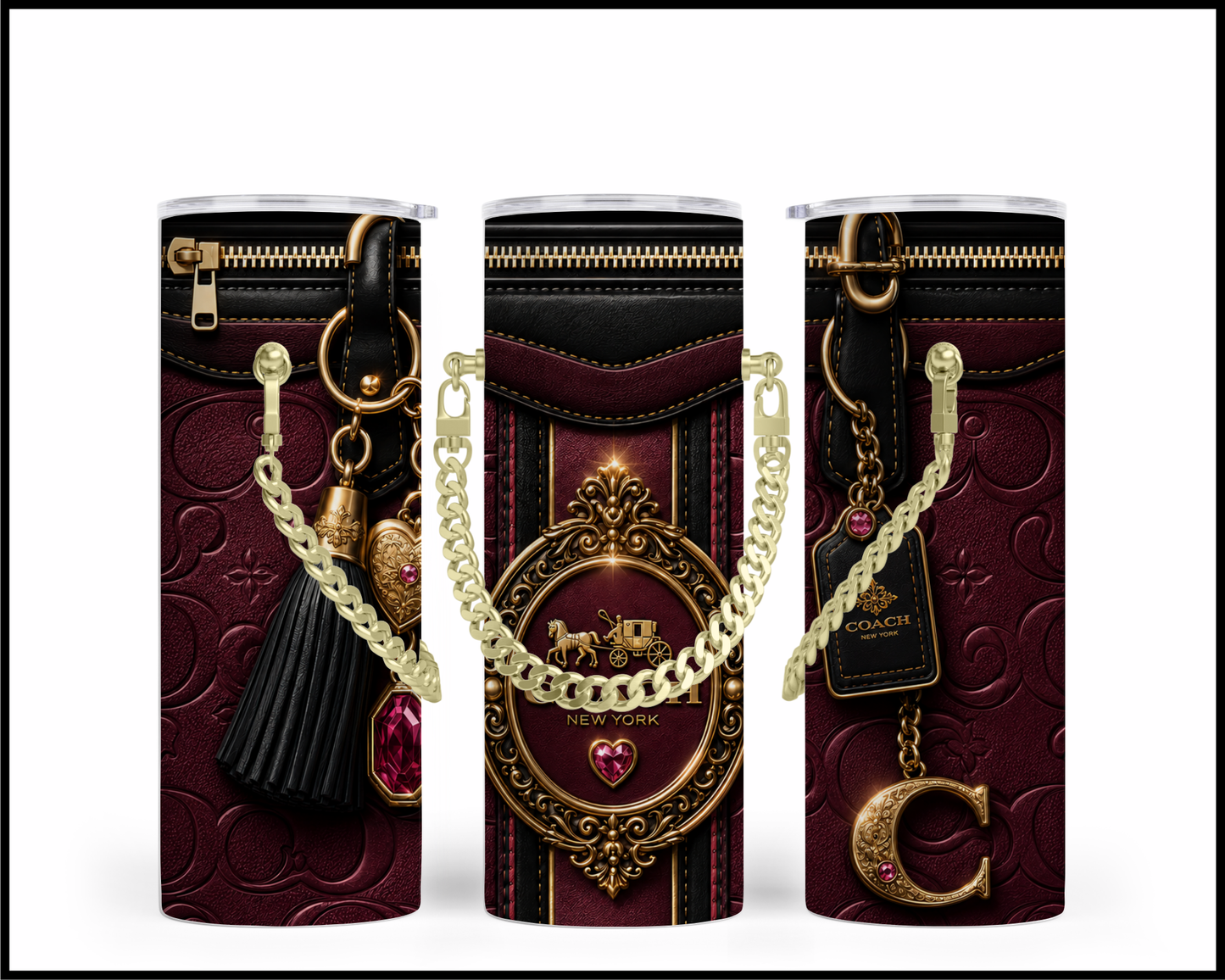 Designer Handbag Inspired Chain Tumbler (358)