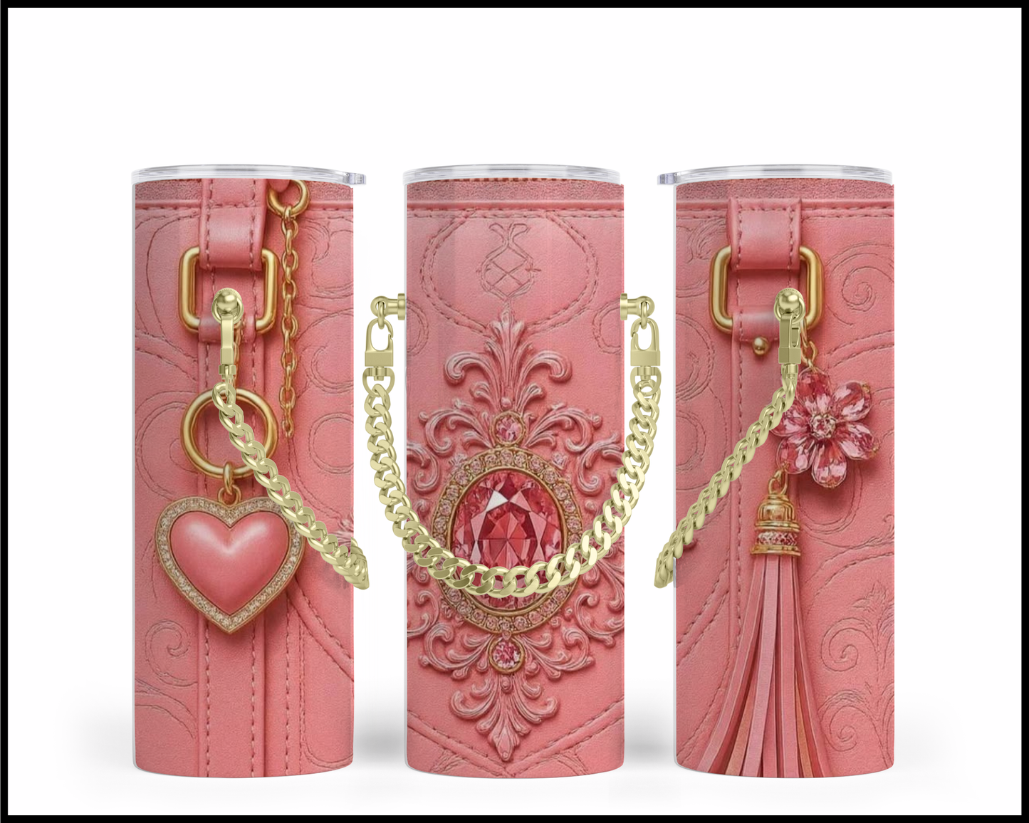 Designer Handbag Inspired Chain Tumbler (017)