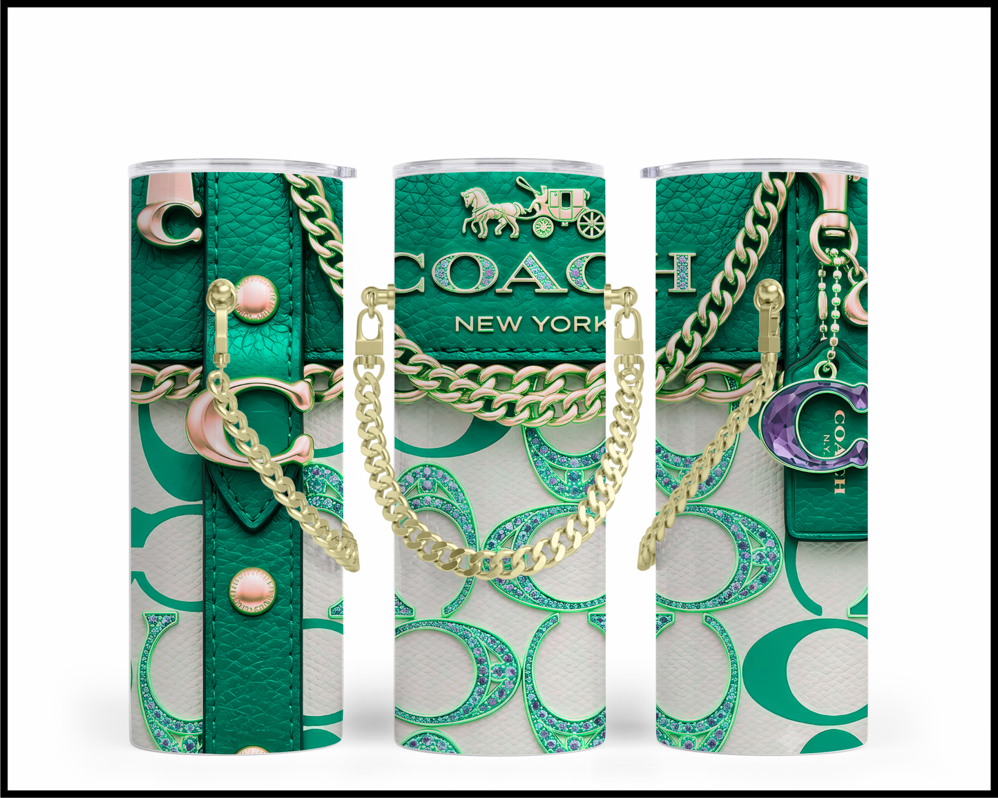 Designer Handbag Inspired Chain Tumbler (353)