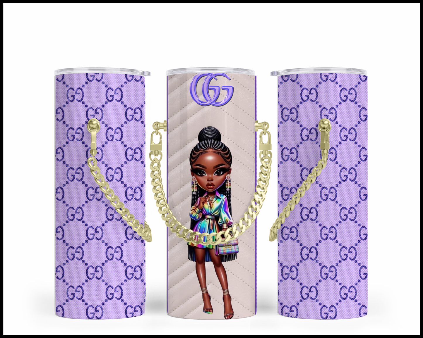 Designer Handbag Inspired Chain Tumbler (002)