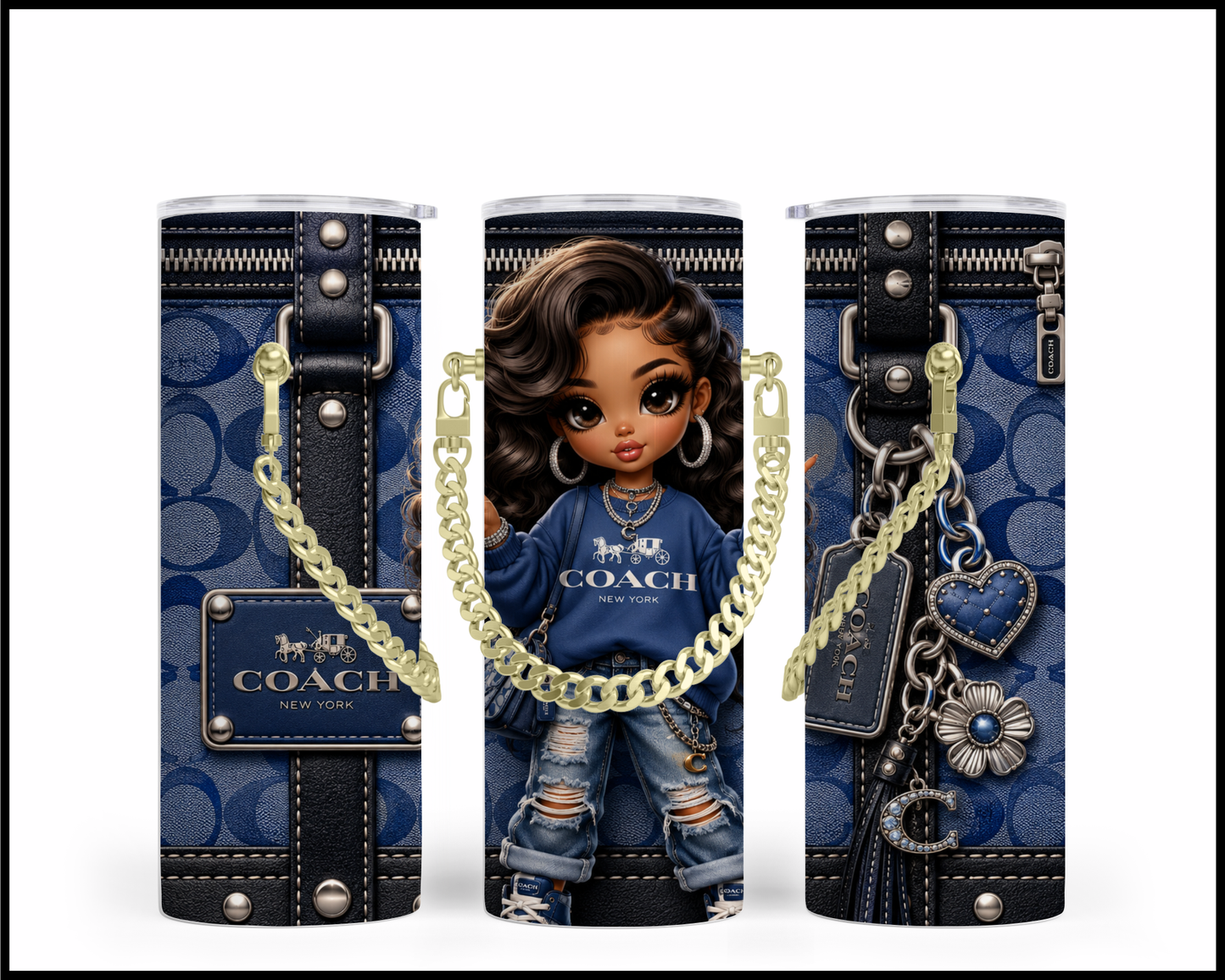 Designer Handbag Inspired Chain Tumbler (321)