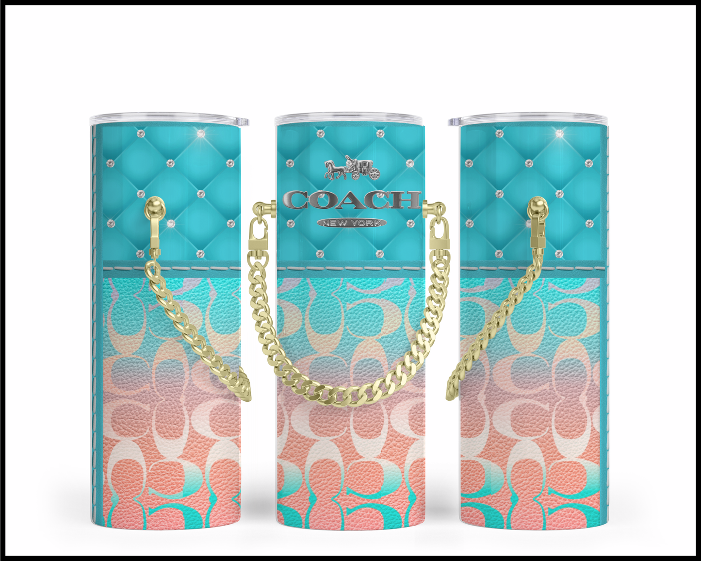 Designer Handbag Inspired Chain Tumbler (124)